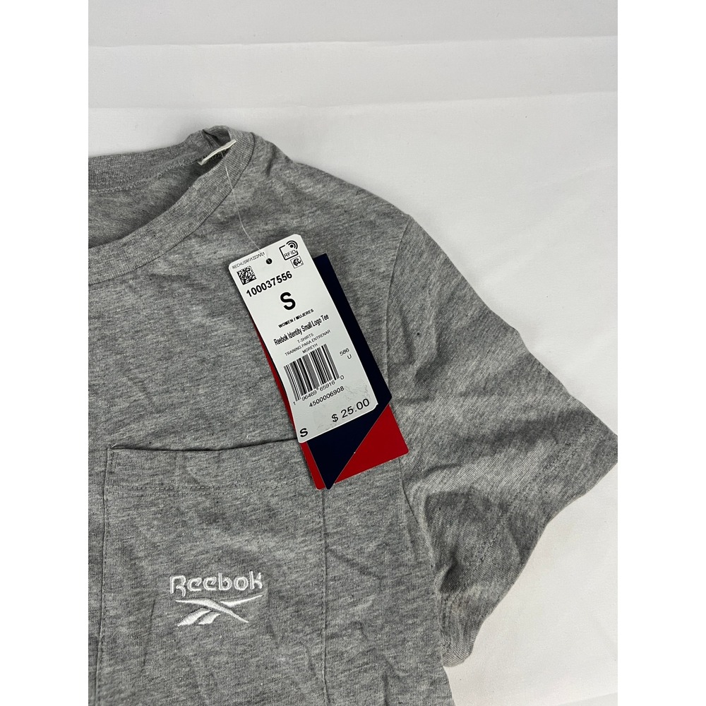 Reebok Women's Small Logo Pocket T Shirt Gray Size‎ S